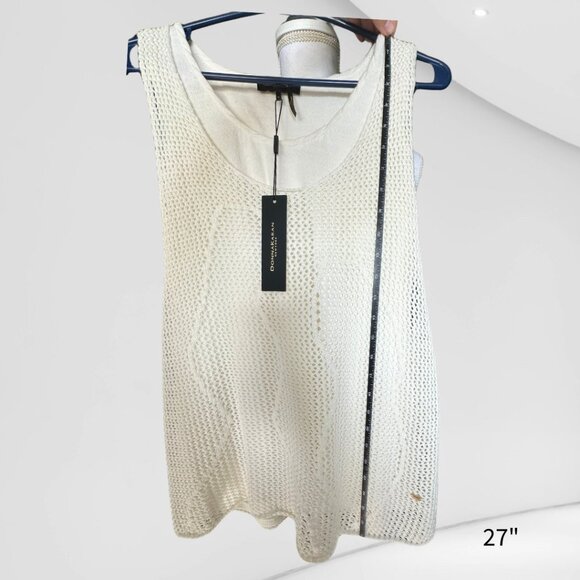 Donna Karan Double Layer White Lace Knit Tank – Size Medium - Picture 6 of 8